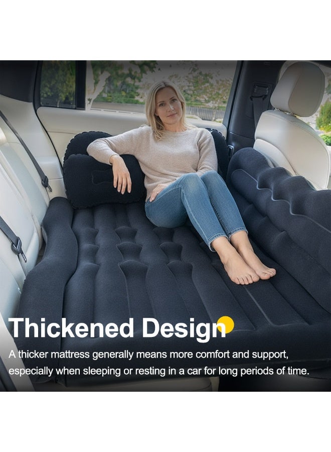 ET-LIFE Car Air Mattress - SUV Truck Car Camping Mattress for Back Seat - Thickened Double-Sided Flocking Travel Car Inflatable Bed with Air Pump & 2 Pillows (Black) - Image 2