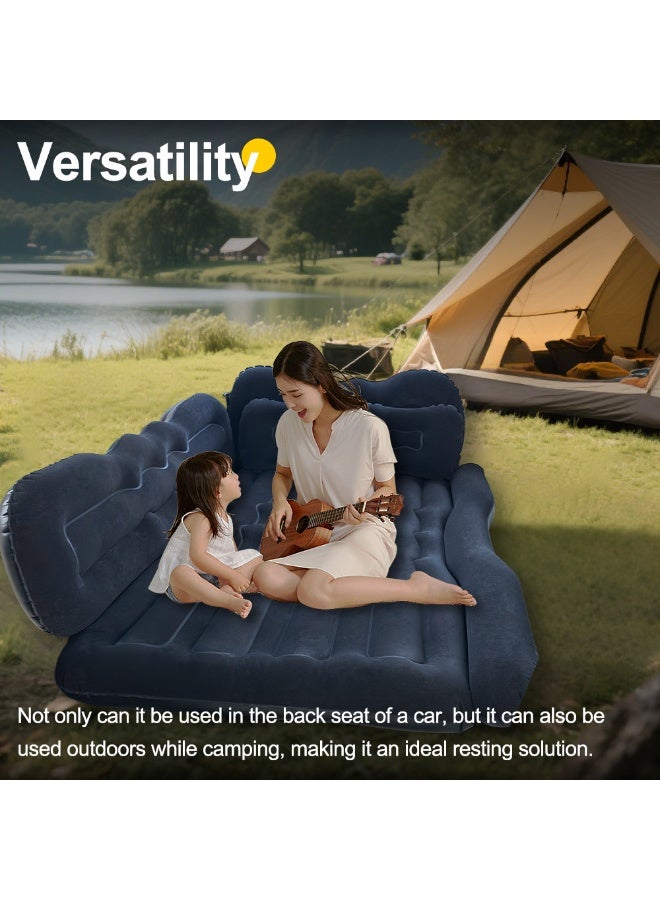 ET-LIFE Car Air Mattress - SUV Truck Car Camping Mattress for Back Seat - Thickened Double-Sided Flocking Travel Car Inflatable Bed with Air Pump & 2 Pillows (Black) - Image 3