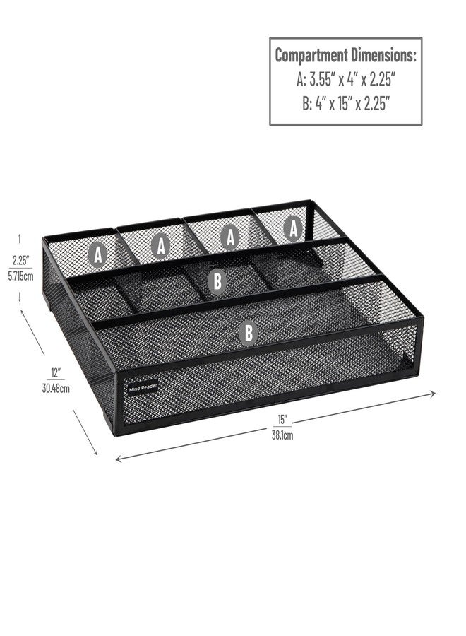 Mind Reader Drawer Organizer, Desk Org, Utensil Organizer, Office, Kitchen, Metal Mesh, Set of 2, Black - Image 3