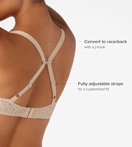 Wacoal Women's Halo Lace Unlined Convertible Underwire Bra, Natural Nude, 36DD - Image 4