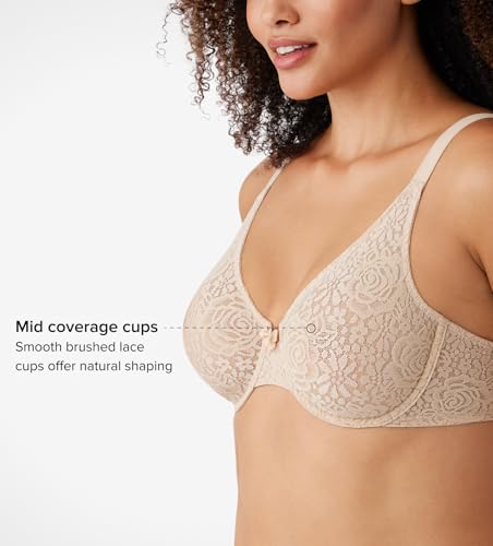 Wacoal Women's Halo Lace Unlined Convertible Underwire Bra, Natural Nude, 36DD - Image 3