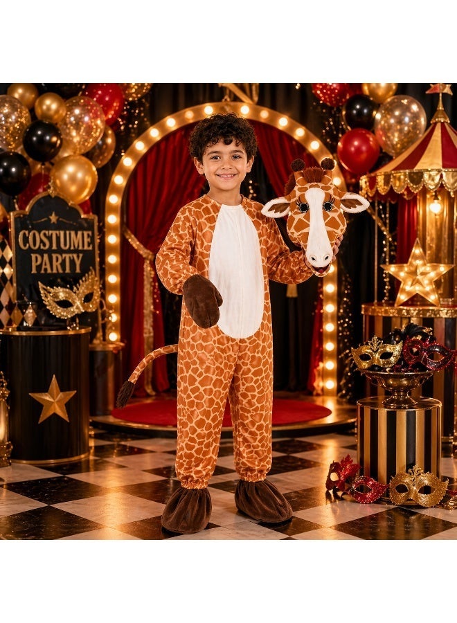 Kids Giraffe Costume Full Body Onesie - Beige & Brown - Image 5