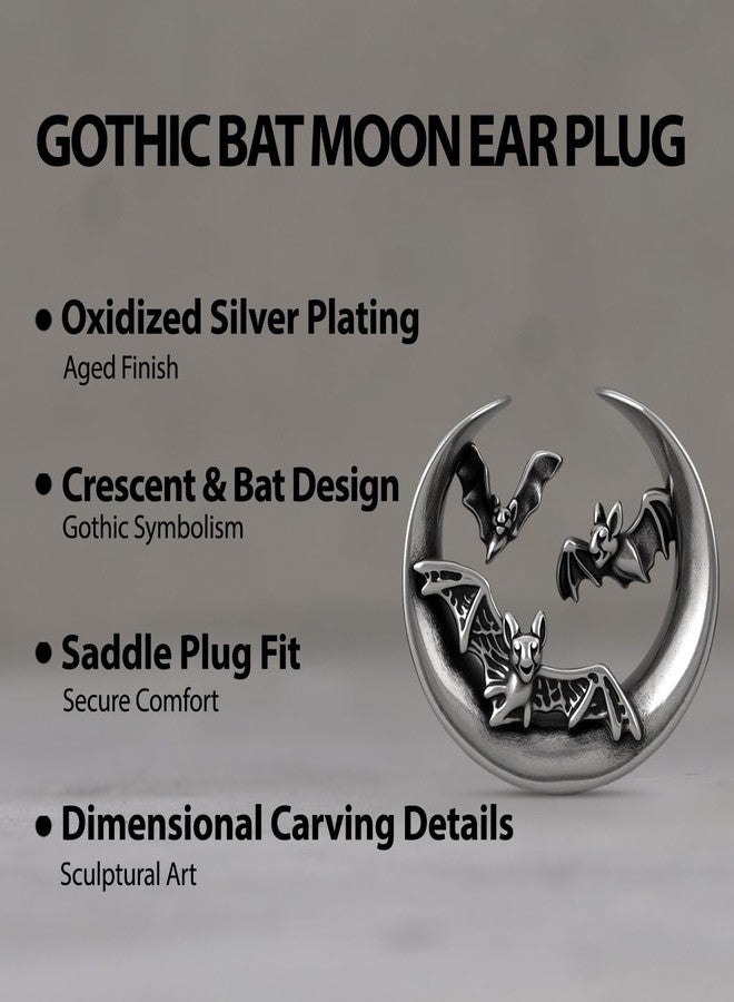 ERKUOO 2PCS Gothic Bat Ear Tunnels 6mm-25mm Open Saddle Plugs Gauges Double Flare Stretching Piercing Jewelry for Women Men Alternative Festival Fashion - Image 2