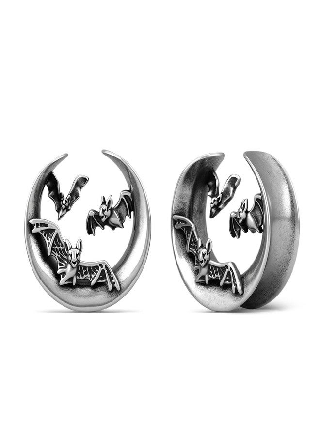 ERKUOO 2PCS Gothic Bat Ear Tunnels 6mm-25mm Open Saddle Plugs Gauges Double Flare Stretching Piercing Jewelry for Women Men Alternative Festival Fashion - Image 1