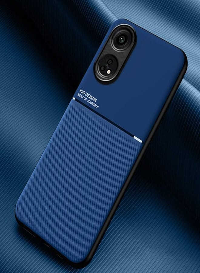 phone case compatible with Reno 8T 4G global Classic shockproof silicone soft tpu leather hard pc mobile phone Magnetic Shockproof PC + TPU Phone Case for Reno 8T 4G (Blue)