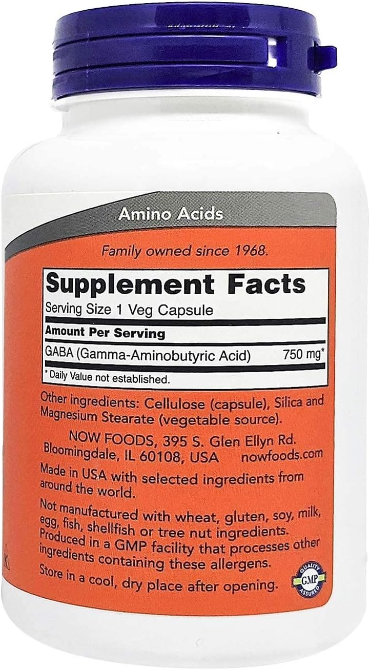 NOW GABA 750 mg Capsules - Neurotransmitter Support - Image 3