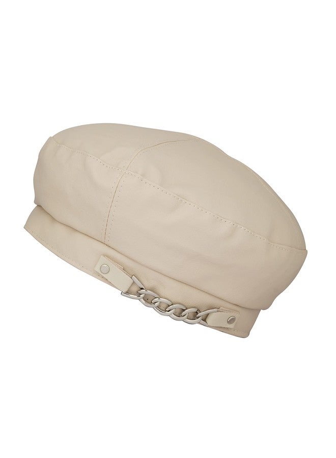 iSWEVEN Classic Cotton Beret Cap for Men & Women - Stylish Newsboy, Irish Cabbie Summer Visor Hat - Free Size (WBC8116C, Cream) - Image 4