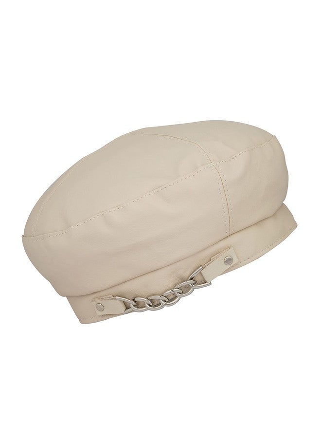 iSWEVEN Classic Cotton Beret Cap for Men & Women - Stylish Newsboy, Irish Cabbie Summer Visor Hat - Free Size (WBC8116C, Cream) - Image 5