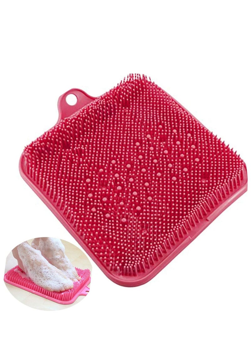 Foot Cleaner Mat Scrubber Rub Shower Cup Acupressure Massager Pad Non-Slip Smooth Exfoliating Deep Clean Improve Circulation Exfoliation Relieve Tired Reduces Pain Soothes Achy Brush Pink - Image 1