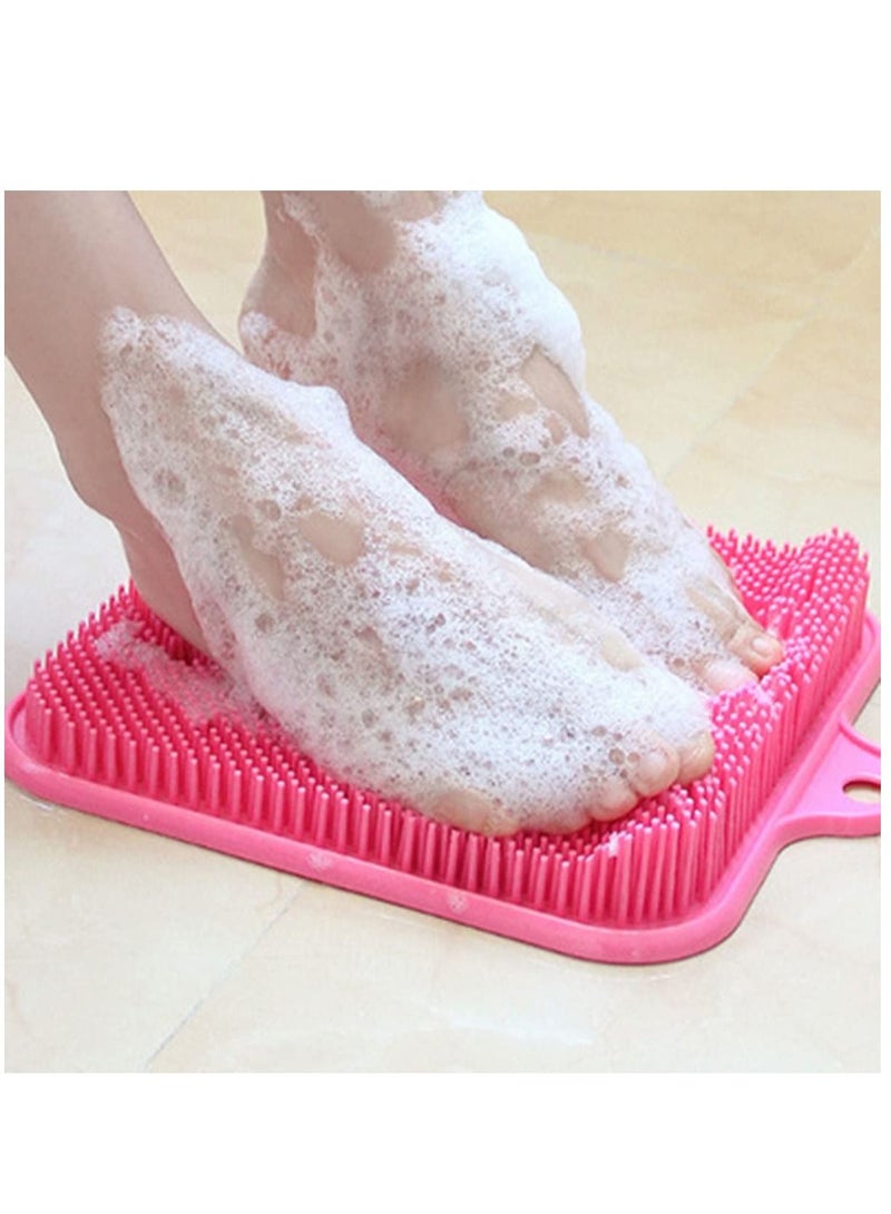 Foot Cleaner Mat Scrubber Rub Shower Cup Acupressure Massager Pad Non-Slip Smooth Exfoliating Deep Clean Improve Circulation Exfoliation Relieve Tired Reduces Pain Soothes Achy Brush Pink - Image 2