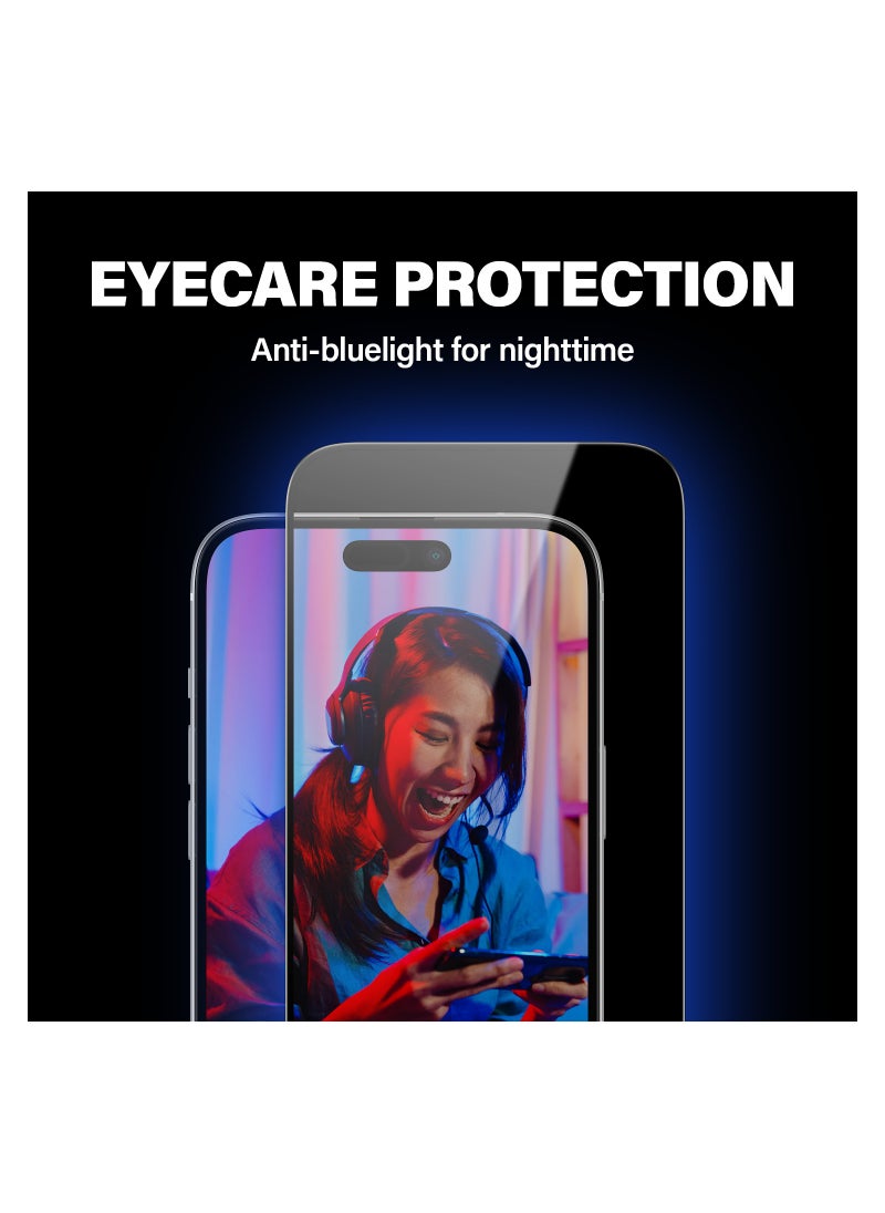 PanzerGlass - PanzerGlass™ Advanced Anti-Reflective and Anti-Blue Light Screen Protector for Apple iPhone 15, Protect Your Eyes, Protect Your Phone - Case friendly full screen protector with mounting aid - Image 1