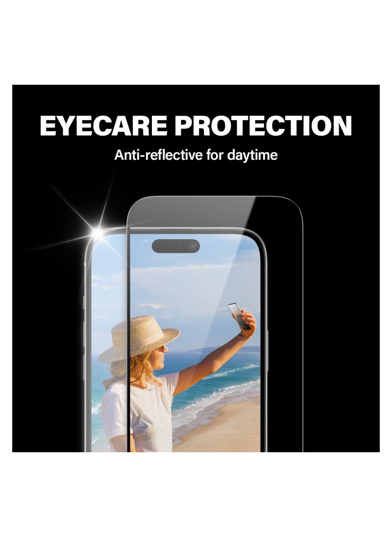PanzerGlass - PanzerGlass™ Advanced Anti-Reflective and Anti-Blue Light Screen Protector for Apple iPhone 15, Protect Your Eyes, Protect Your Phone - Case friendly full screen protector with mounting aid - Image 1