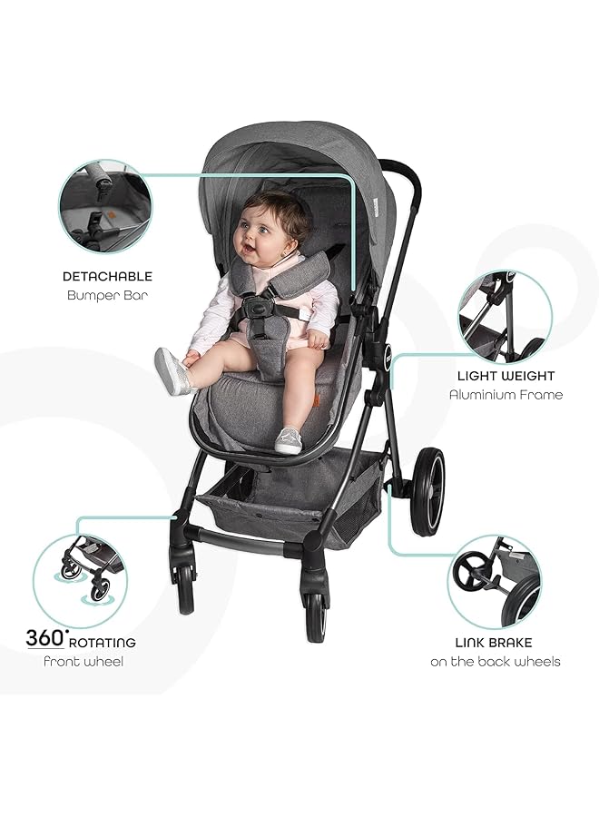 erorex Pro 2 In 1 Stroller Dark Grey - Image 3