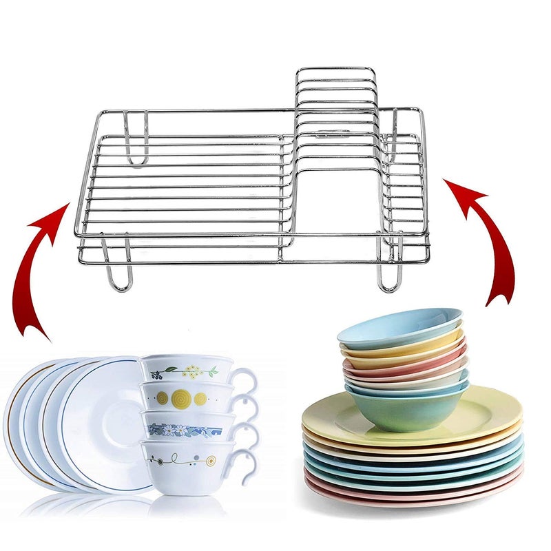 Nirgun Empex Stainless Steel Cup Saucer Stand for Kitchen Dish Storage Rack Plate Organizer Stand for Kitchen - Image 4