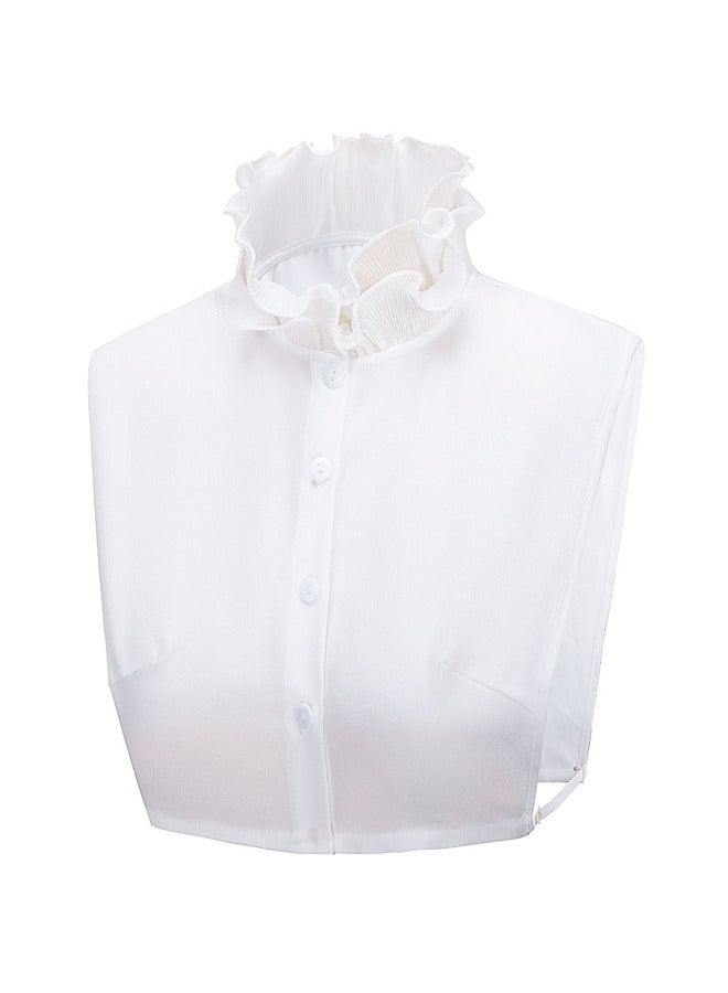 GUSGU الشيفون السيدات ذوي الياقات البيضاء طية صدر السترة طية صدر السترة القابلة للإزالة دمية طية صدر السترة السيدات القميص نصف قميص نصف وهمية - Image 1