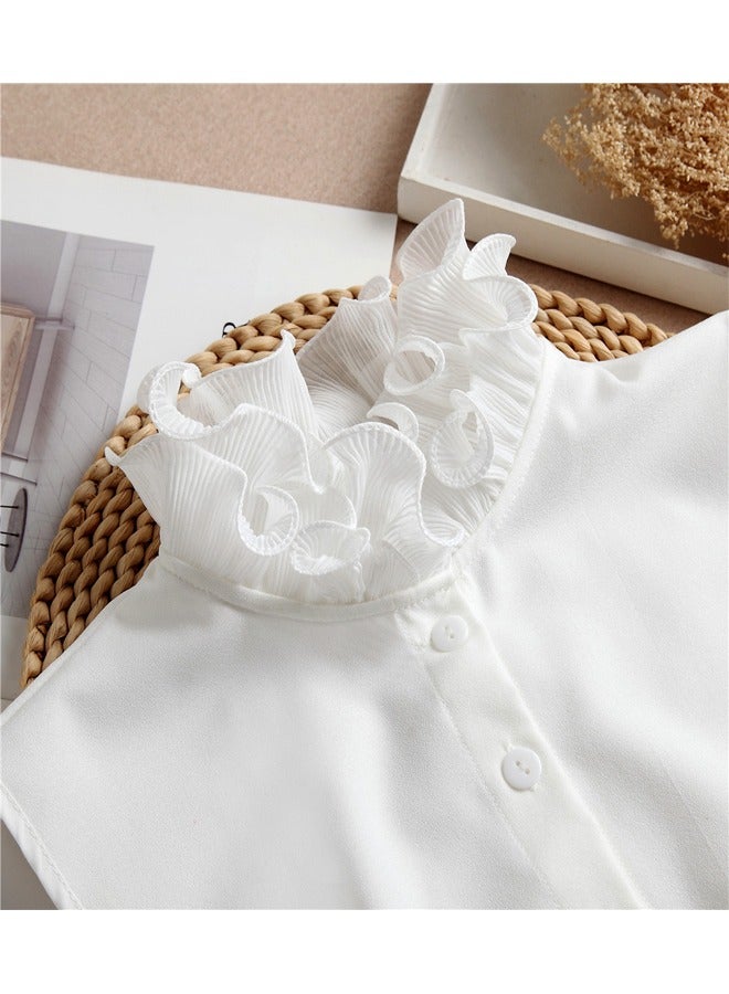 GUSGU الشيفون السيدات ذوي الياقات البيضاء طية صدر السترة طية صدر السترة القابلة للإزالة دمية طية صدر السترة السيدات القميص نصف قميص نصف وهمية - Image 4