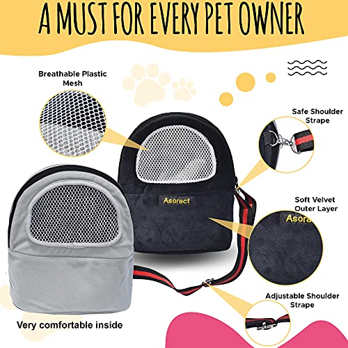 Asoract Hamster Carrier Bag Upgraded Small Animal Bonding Soft Hedgehog Pouch Portable Outgoing Travel Bag with Adjustable Strap and Breathable Mesh for Squirrel Mice Sugar Glider Etc Black L - Image 3