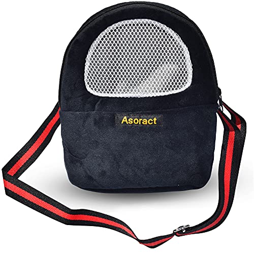 Asoract Hamster Carrier Bag Upgraded Small Animal Bonding Soft Hedgehog Pouch Portable Outgoing Travel Bag with Adjustable Strap and Breathable Mesh for Squirrel Mice Sugar Glider Etc Black L - Image 1