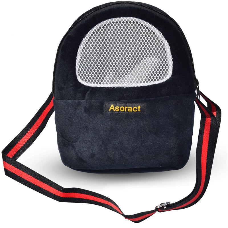 Asoract Hamster Carrier Bag Upgraded Small Animal Bonding Soft Hedgehog Pouch Portable Outgoing Travel Bag with Adjustable Strap and Breathable Mesh for Squirrel Mice Sugar Glider Etc Black L - Image 2