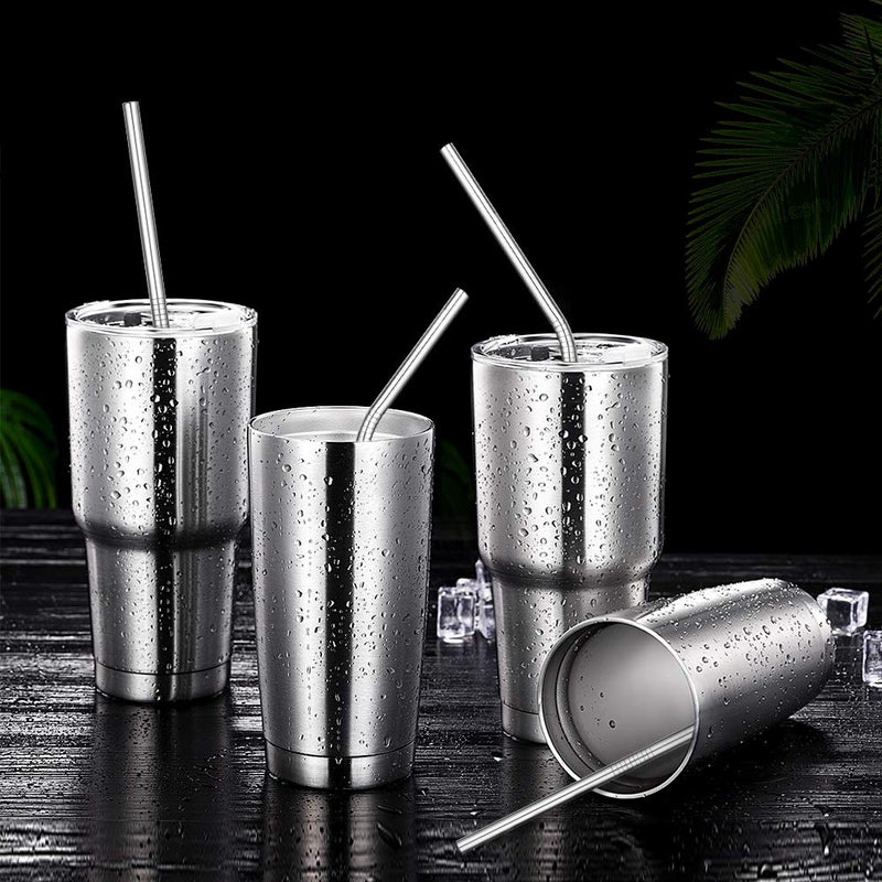 Hiware 12-Pack Reusable Stainless Steel Metal Straws with Case - Long Drinking Straws for 30 oz and 20 oz Tumblers Dishwasher Safe - 2 Cleaning Brushes Included - Image 4