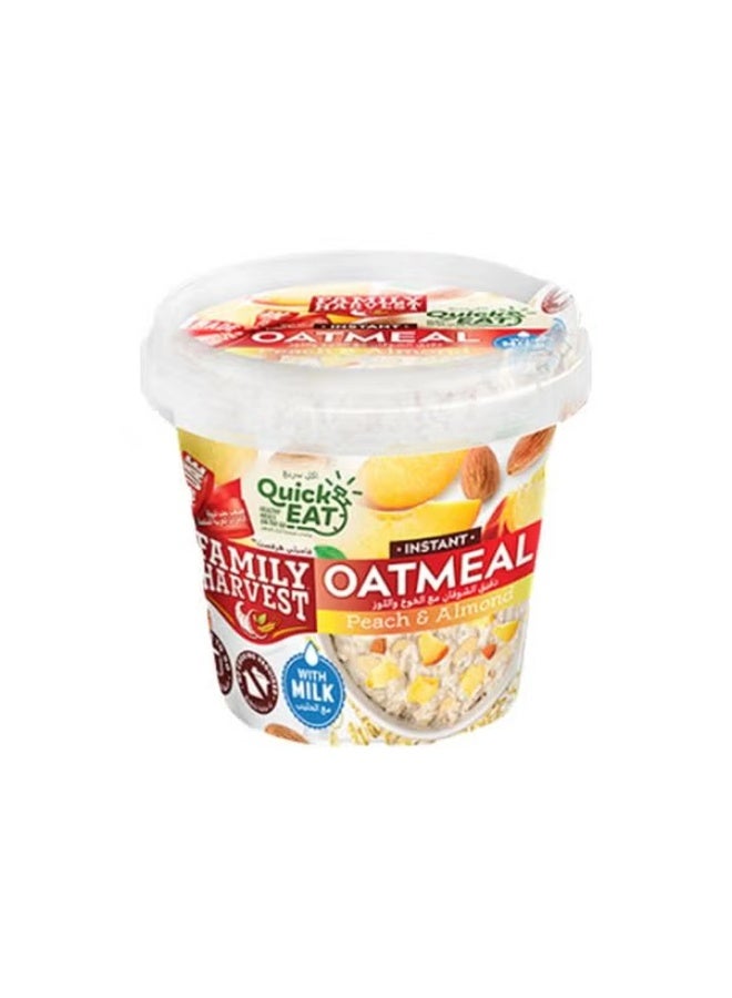 FAMILY HARVEST دقيق الشوفان الفوري من فاميلي هارفست بنكهة الخوخ واللوز مع الحليب - 55 جرام