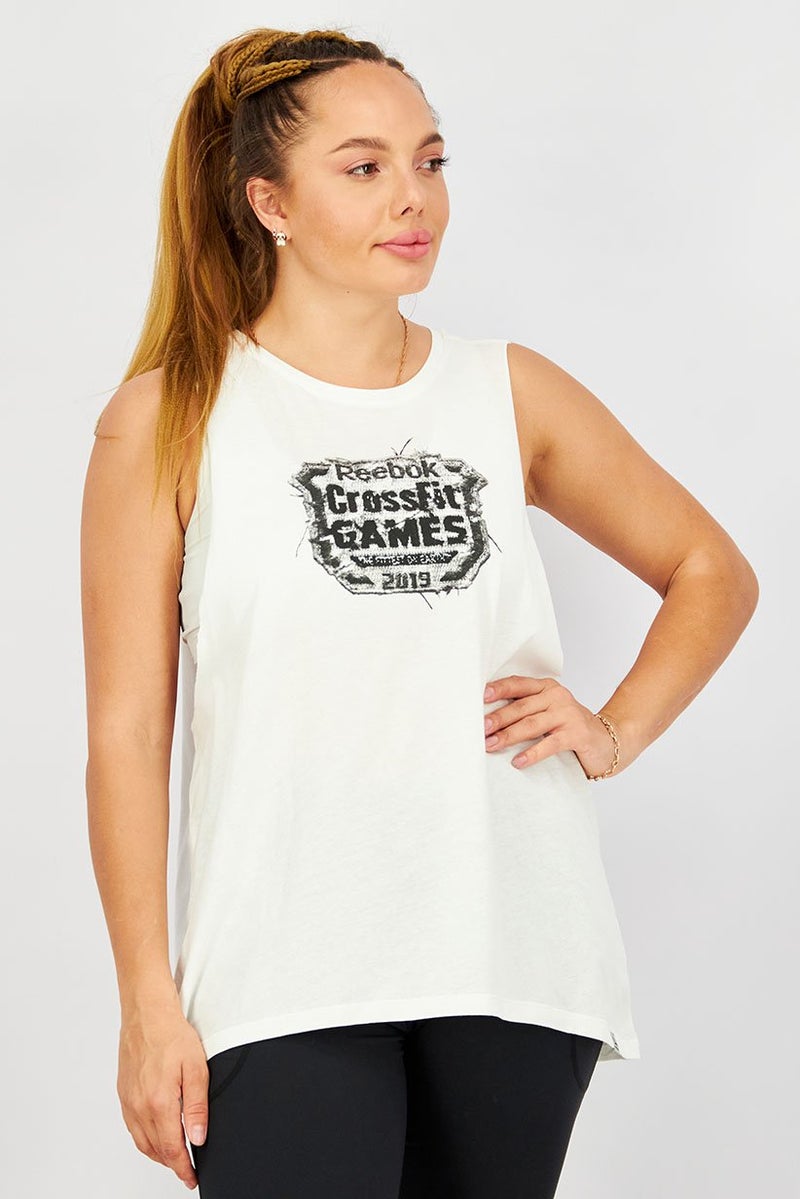 Reebok Women Sportswear Fit Training Tank Top, White and Black - Image 1