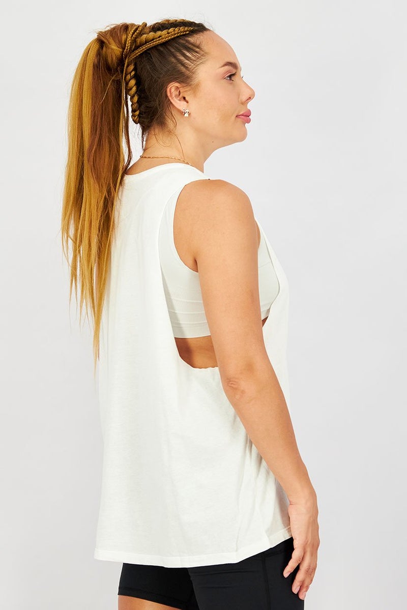 Reebok Women Sportswear Fit Training Tank Top, White and Black - Image 2