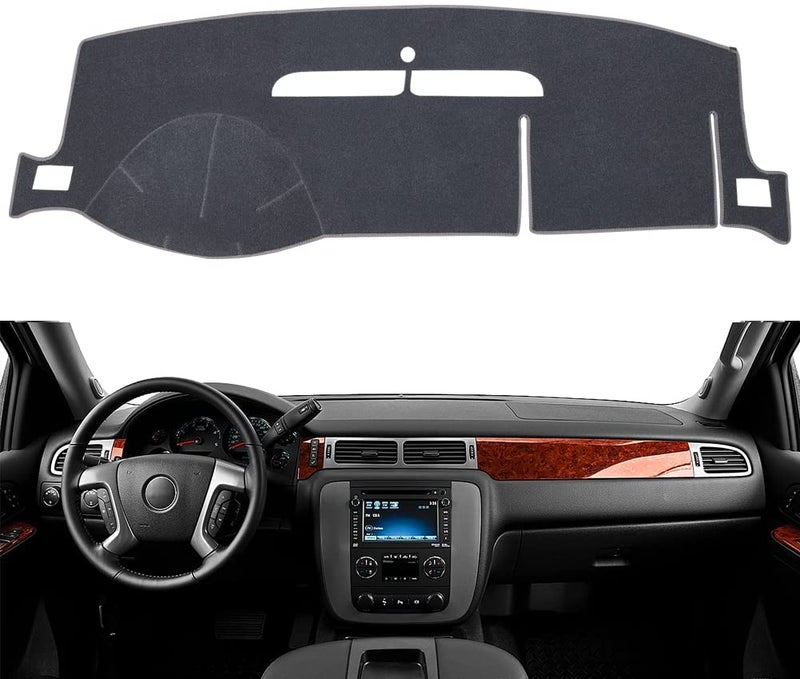 BLIBLIUNIT Dash Cover Mat Fit for 20072014 Chevy Tahoe Avalanche Suburban GMC Yukon20072013 Silverado LTZ GMC Sierra SLTDashboard Cover Carpet Pad wo Dash Speaker Gray