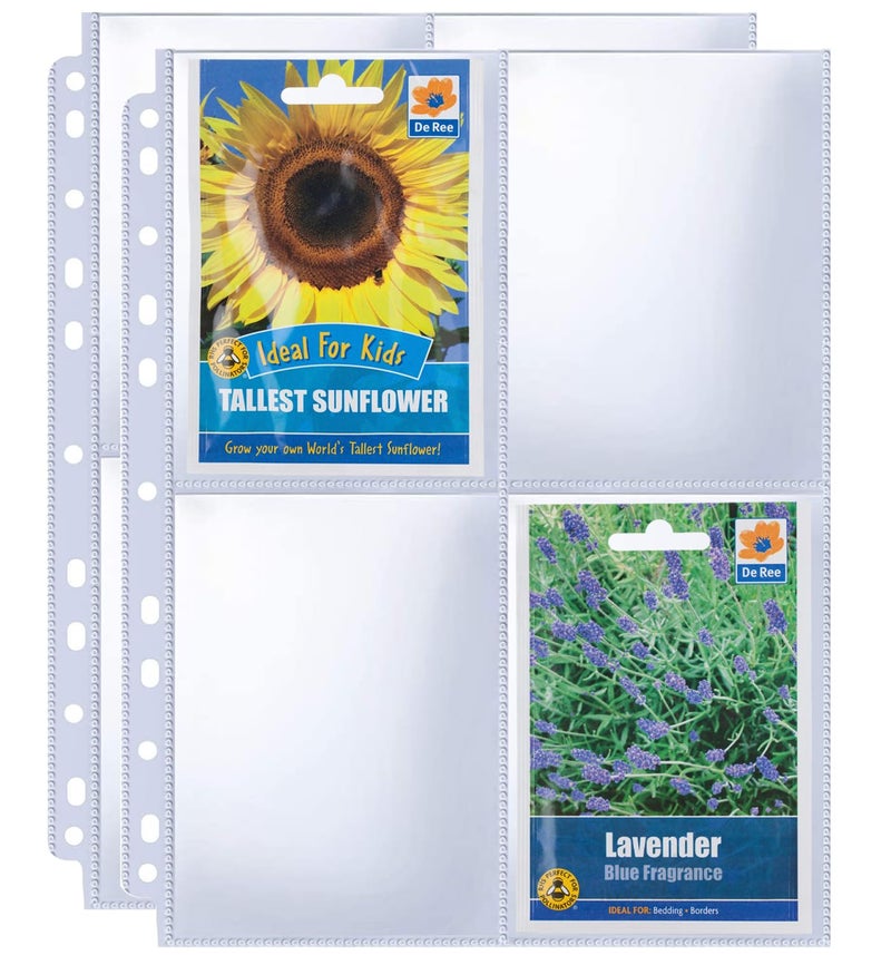 Zofly 240 Pockets 3.5x5â€ Seed Packet Sleeves, 30 Pack Double Sided 4 Pocket Seed Organizer Sheet,Heavy Duty Garden Seeds Storage Pages for 3 Ring Binder, 8.5x11â€ Top Loading Clear Photo, Index Card Sleeves - Image 1