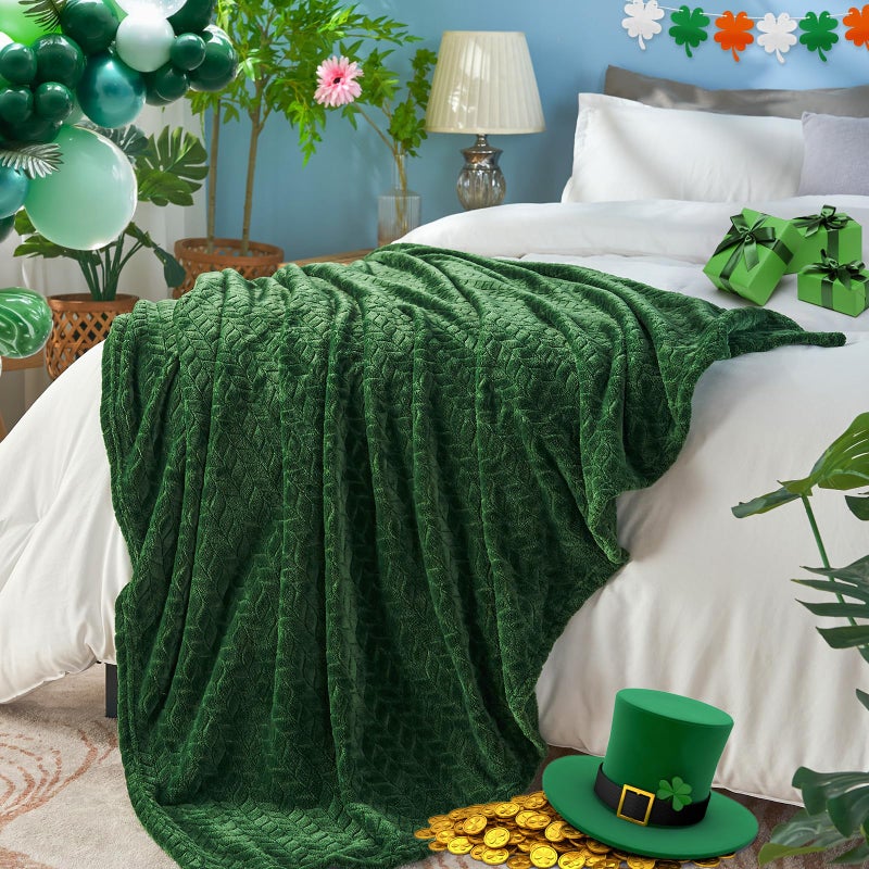 inhand Fleece Twin Blanket for Bed Green Throw Blanket for Couch Super Soft Cozy Warm Blankets and Throws Lightweight Fuzzy Large Blanket for Sofa Bed Office,60x90 inches - Image 3