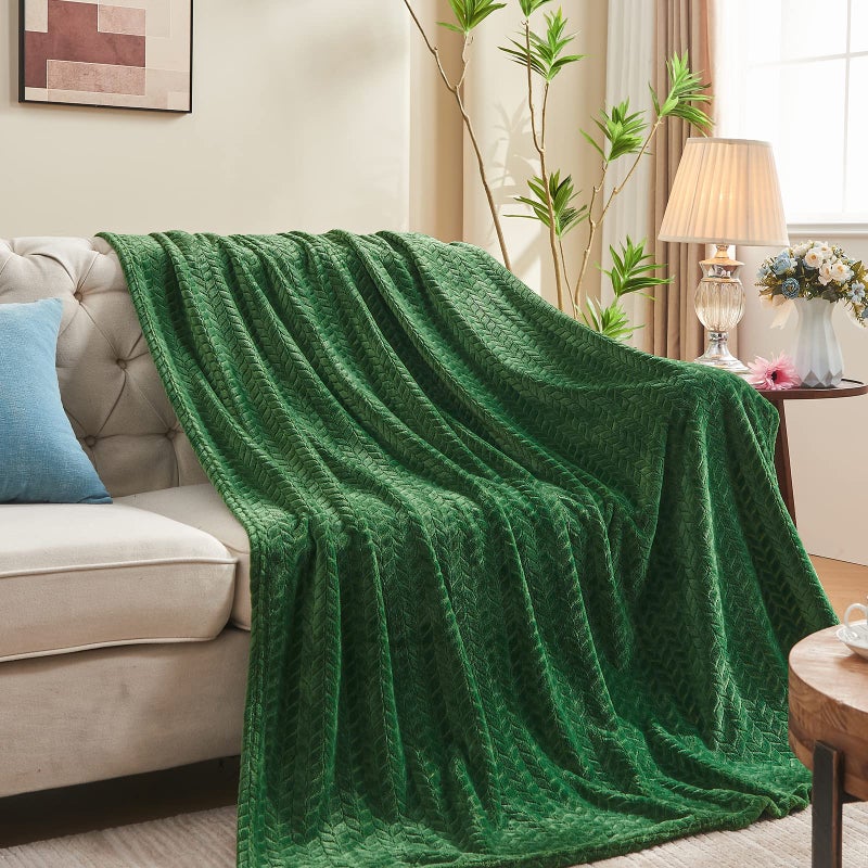 inhand Fleece Twin Blanket for Bed Green Throw Blanket for Couch Super Soft Cozy Warm Blankets and Throws Lightweight Fuzzy Large Blanket for Sofa Bed Office,60x90 inches - Image 1