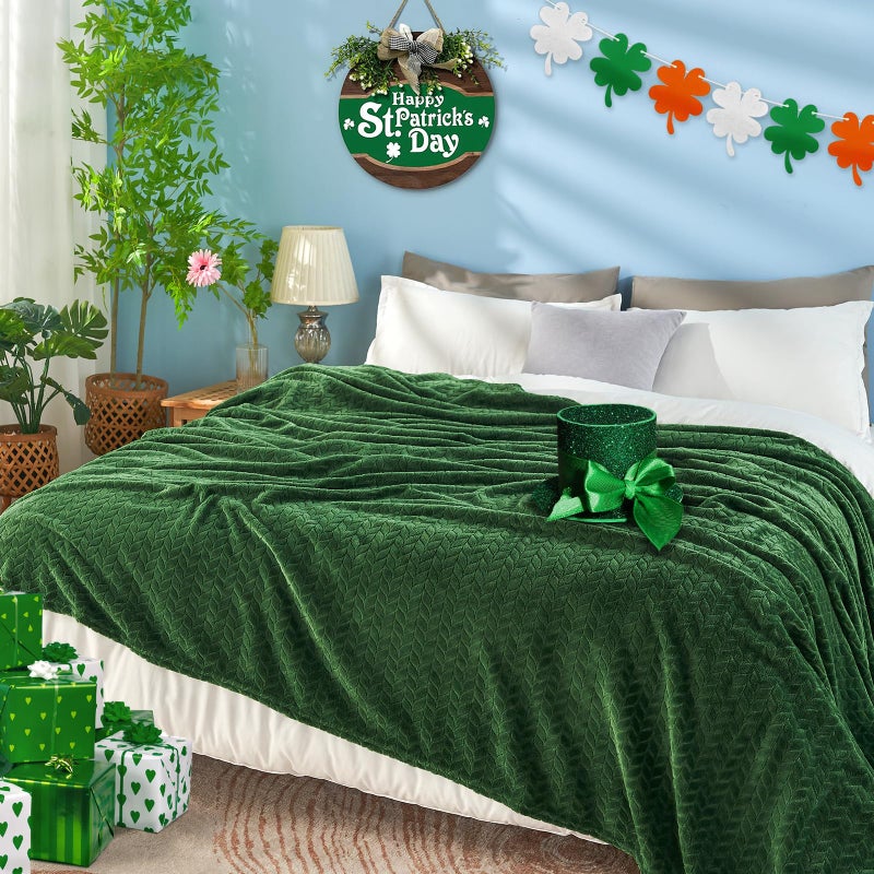 inhand Fleece Twin Blanket for Bed Green Throw Blanket for Couch Super Soft Cozy Warm Blankets and Throws Lightweight Fuzzy Large Blanket for Sofa Bed Office,60x90 inches - Image 4