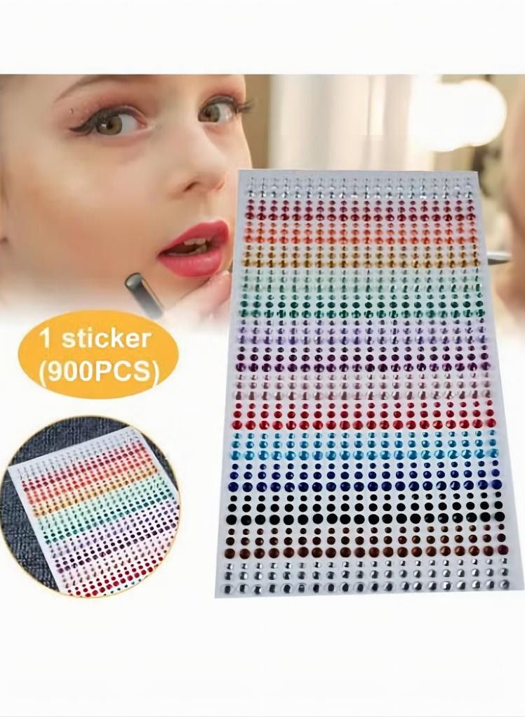 Crystal Gem Stickers Rhinestone Self Adhesive Jewels Sticker for Face Eyes Nails Kids DIY Craft Cards Embellishment Diamond Decorations 15 Colors 3 Sizes 900PCS - Image 2
