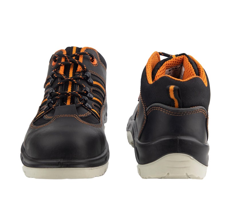 Karam FS63 Buff Black Leather Sporty Safety Shoes for Men | Double Density with Steel Toe | Antislip, Oil & Heat Resistant | Size-08 - Image 2
