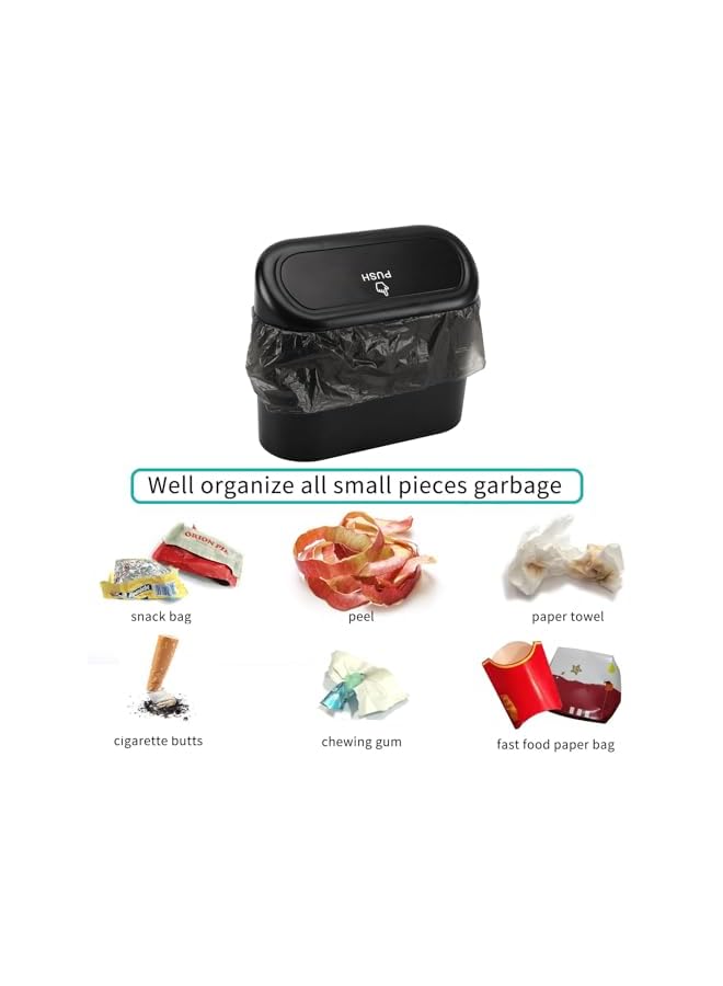 jaexest Car Trash Can with Lid, Mini Auto Dustbin Garbage Organizer with 30 Pcs Plastic Trash Bag, Automotive Garbage Container Bin for Vehicle, Home, Office - Image 4