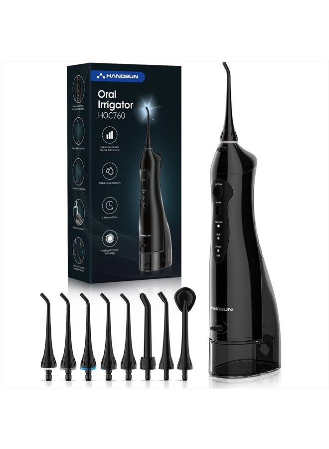 Hangsun Water Flossers for Teeth Cordless Portable Dental Oral Irrigator HOC760 300ML Rechargeable IPX7 Waterproof Water Teeth Cleaner Picks for Home Travel with 8 Jet Tips - Image 1