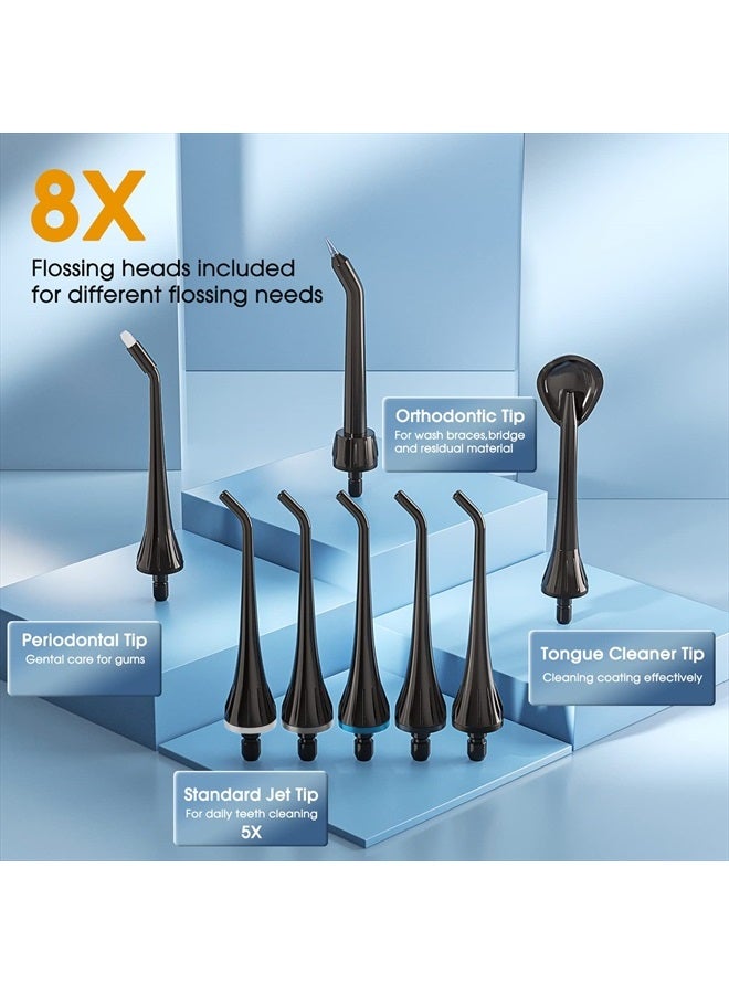 Hangsun Water Flossers for Teeth Cordless Portable Dental Oral Irrigator HOC760 300ML Rechargeable IPX7 Waterproof Water Teeth Cleaner Picks for Home Travel with 8 Jet Tips - Image 5