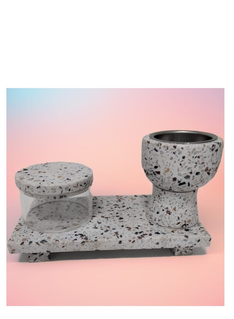 Marble incense burner set consisting of 3 pieces, size 10.5x19  - Image 1