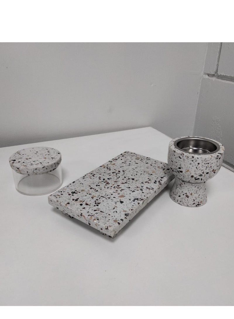 Marble incense burner set consisting of 3 pieces, size 10.5x19  - Image 5