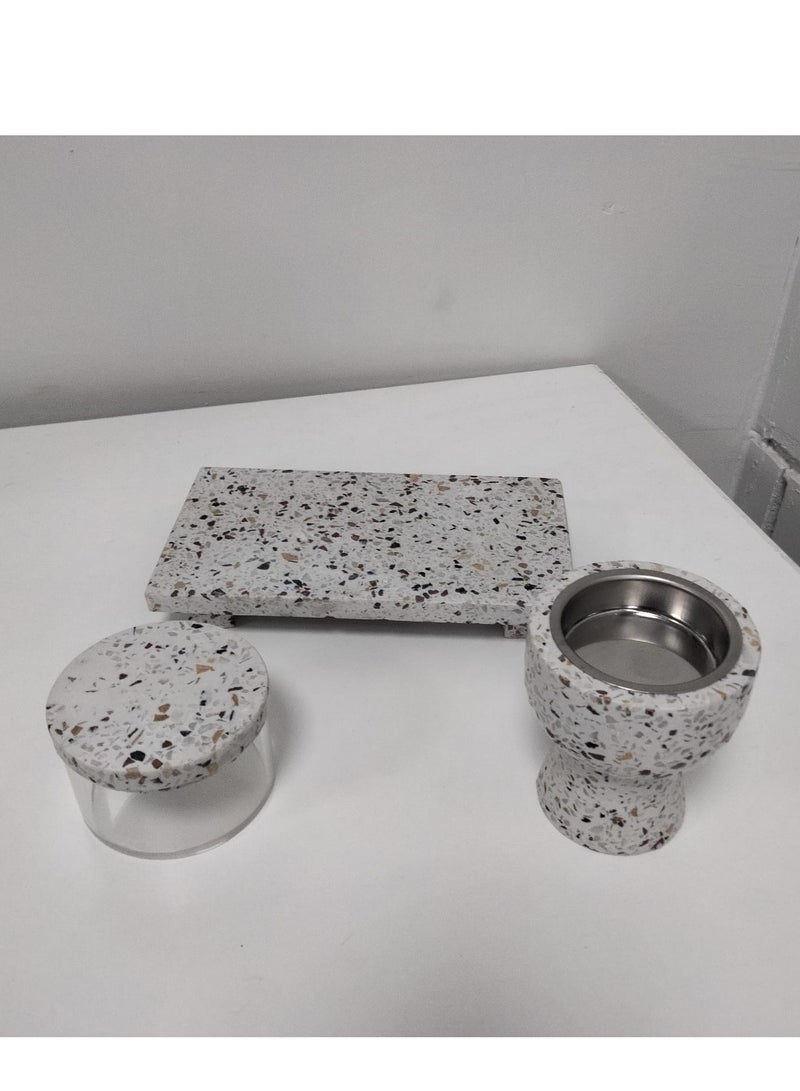 Marble incense burner set consisting of 3 pieces, size 10.5x19  - Image 3