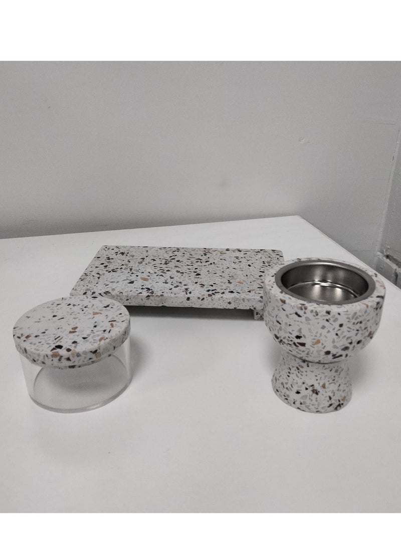 Marble incense burner set consisting of 3 pieces, size 10.5x19  - Image 2