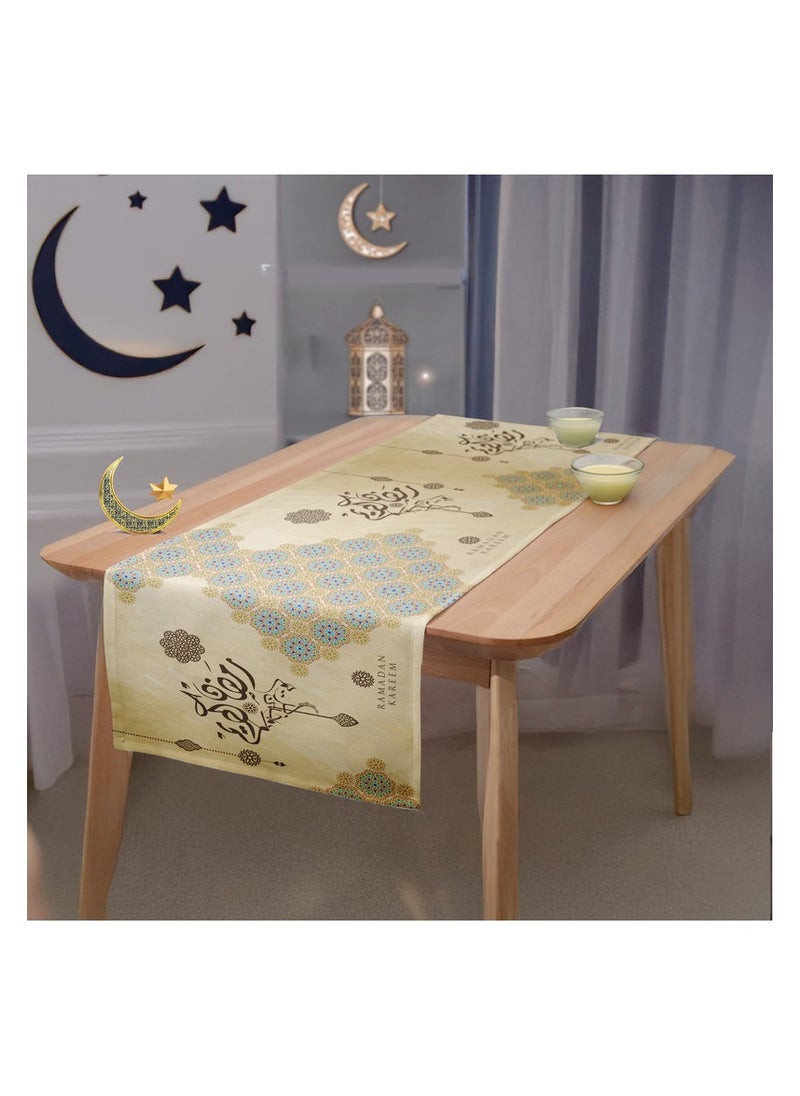 Intex Curtains House Intex Home Ramadan Table Runner – Sleek Modern Design in Premium Linen Velvet, 40x140 cm, Perfect for Your Ramadan Feast.  - Image 1