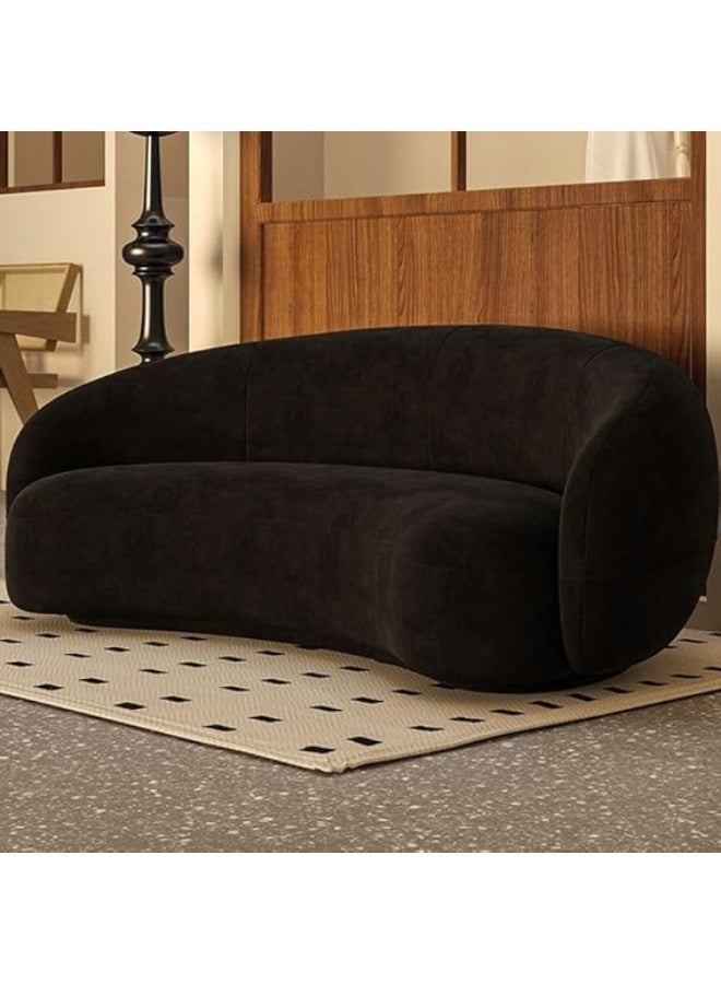 Ripple FURNITURE UAE Homes Drawing Room Loveseat with Sloped Arms, Black Upholstery - Image 2