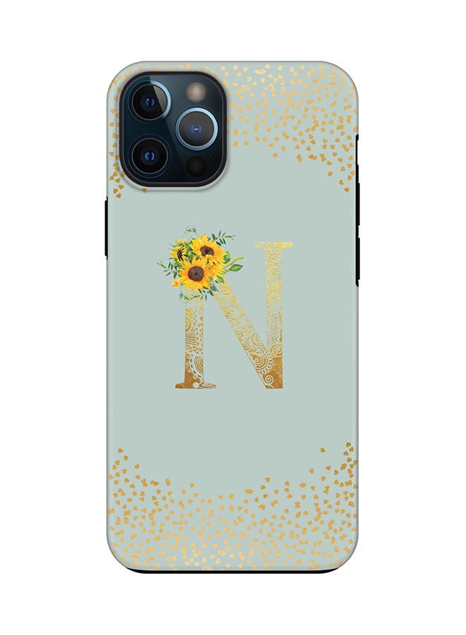 Stylizedd Monogram Tough Series for Apple iPhone 12 Pro Max Custom Initials Floral Mandala Pattern Tough Pro Dual Layer hybrid PC inner TPU protection Alphabet- N (Light Green) - Image 1