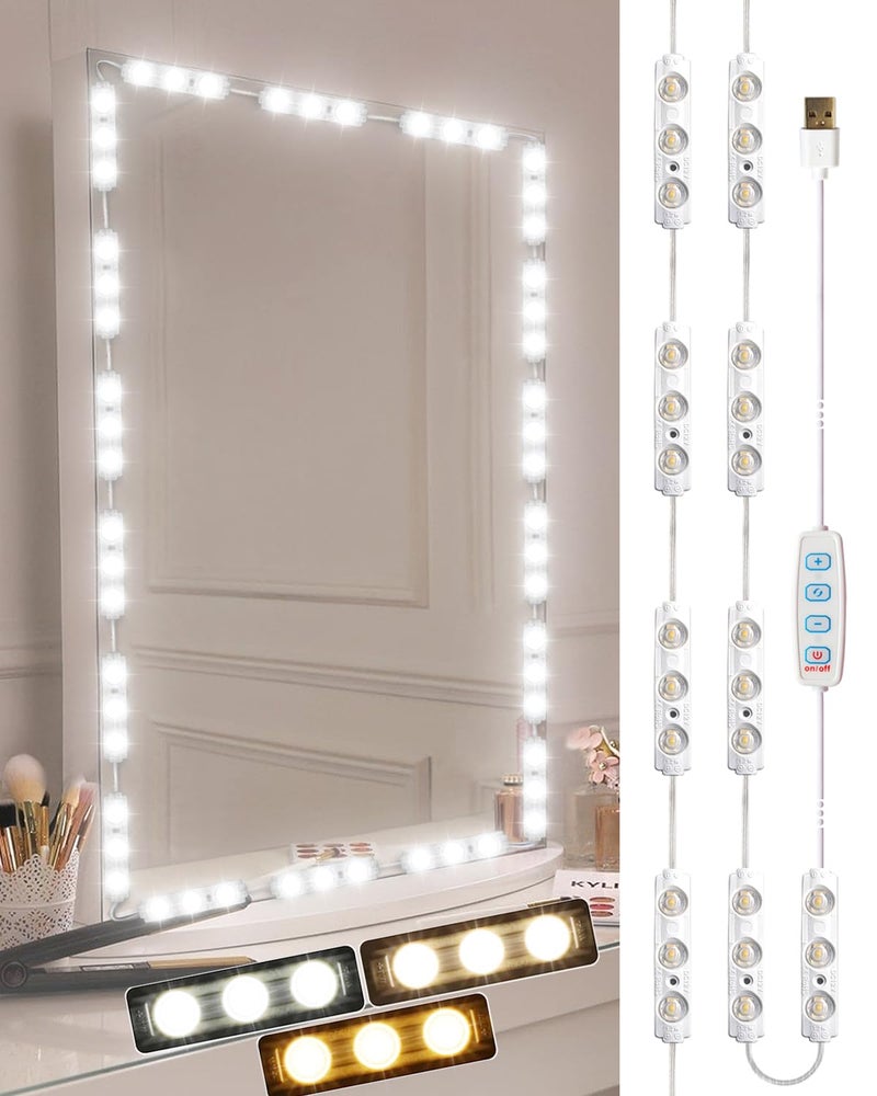 DLOMT Vanity Lights for Mirror LED Makeup Light Strip with 3 Color Temperature Lighting Modes and Dimmable Stick on Vanity Bathroom MirrorUltra Bright Mirror Not Included