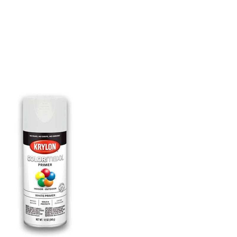 Krylon K05584007 COLORmaxx Primer Spray Paint for Indoor/Outdoor Use, White, 12 Ounce (Pack of 1) - Image 1