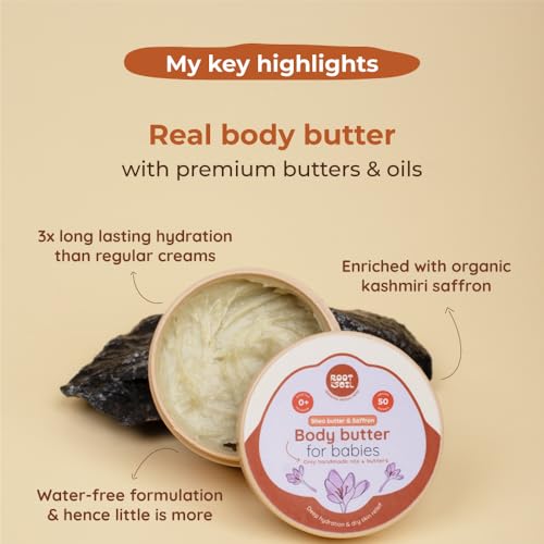 ROOT and SOIL - Moisturising Body Butter for Babies - Saffron 50 G (0+ Months)| 100% Natural & Herbal | Organic Baby Moisturiser | Organic Baby Lotion | Sulphate-Free | No Preservatives. - Image 4