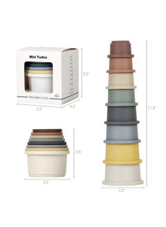 Mini Tudou Mini Tudou 8 Pcs Stacking Cup Toys, Nesting Cups Toy, Baby Bathing Toy & Building Toy for Early Educational Develop Best Montessori Toy Gift for 6 Month+ Boys & Girls  - Image 2