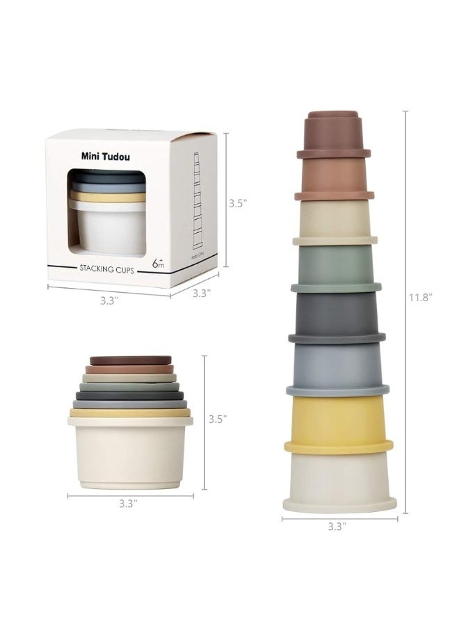 Mini Tudou 8 Pcs Stacking Cup Toys, Nesting Cups Toy, Baby Bathing Toy & Building Toy for Early Educational Develop Best Montessori Toy Gift for 6 Month+ Boys & Girls - Image 2