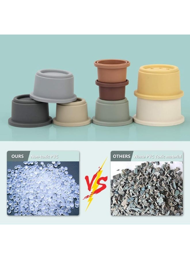 Mini Tudou 8 Pcs Stacking Cup Toys, Nesting Cups Toy, Baby Bathing Toy & Building Toy for Early Educational Develop Best Montessori Toy Gift for 6 Month+ Boys & Girls - Image 4